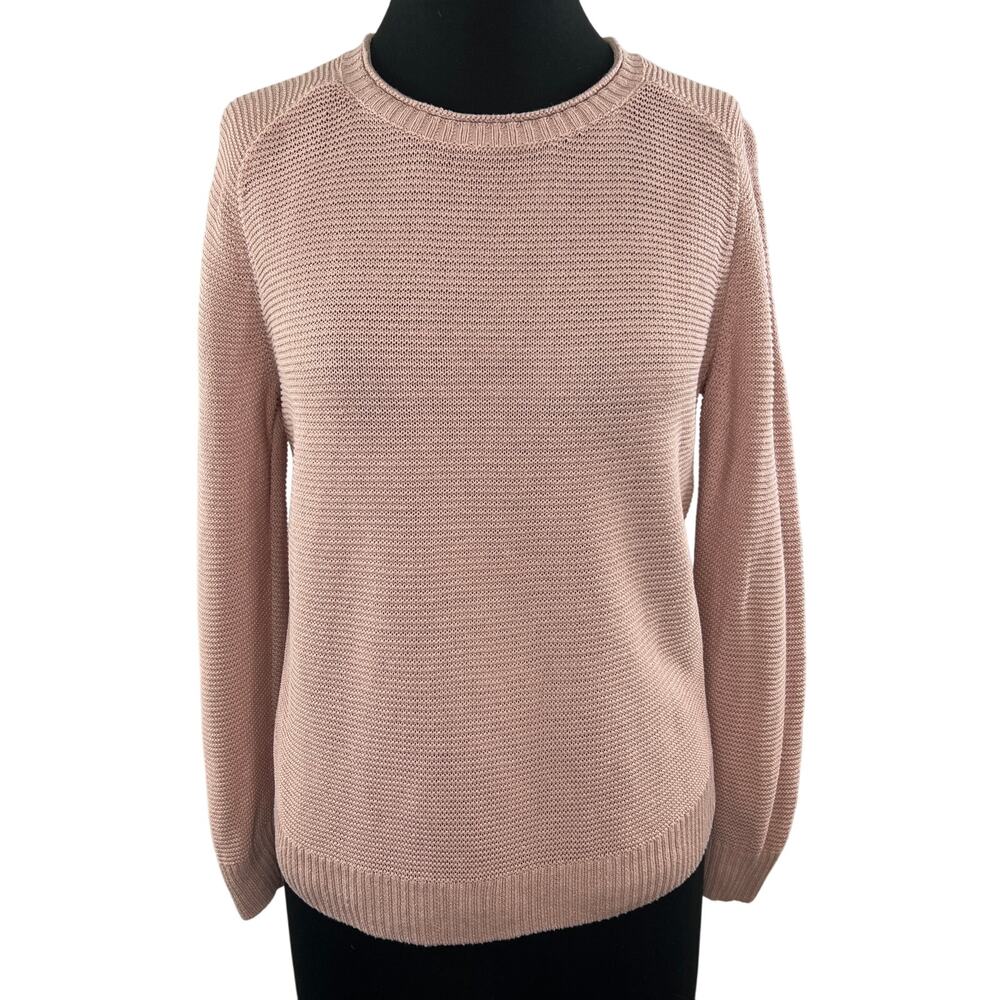 EILEEN FISHER Petite Light Pink Knit Crew Neck Raglan Long Sleeve Sweater MP M